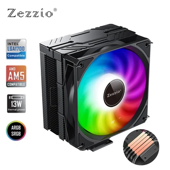 Zezzio ZH-500K CPU Cooler 5 Siltuma caurules, Radiatori, 5V 3PIN ARGB PWM Dzesēšanas Ventilators Intel LGA1700 115X 1200 20XX AMD AM5 AM4 Gaisa Dzesētājs