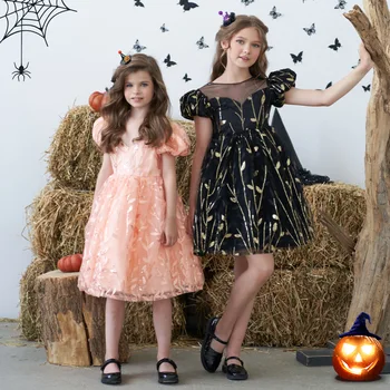 LZH Black Fancy Halloween Kostīms Bērniem Meitene Princese Puse Kleita Bērnu Cosplay Kostīms Meitenēm Dzimšanas dienā, Kāzu Kleita 3-6Y