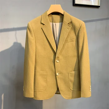 Britu stila svītrainām ikdienas uzvalka žaketes mens vafeļu 2022 biznesa bleizeri jaka, pieguļoša oficiālu homme sociālo balli smēķēšana