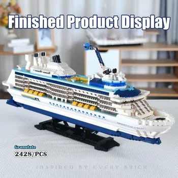 3D Modelis DIY Dimanta Bloki, Ķieģeļi Luksusa Okeāna Lainera Kruīza kuģa Balts Dodas Kuģis Radošo Montāža Rotaļlieta Bērniem, kas Nav Kaste