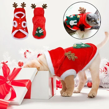 Pet Ziemassvētku Vest Suņu Kaķu Fall Winter Kucēns Drēbes Gudrs Ziemeļbriežu par Mazs Vidējs Liels Pet