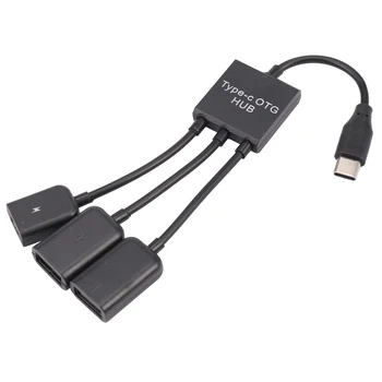 USB 3.1 C Tipa Vīrieši 2 Dual USB 2.0 Female + Micro-USB Sieviete 3 in 1 OTG CENTRMEZGLU