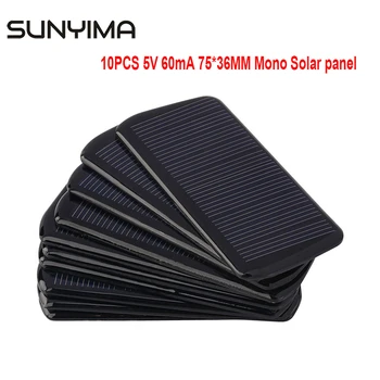SUNYIMA 10PCS-5V, 60mA 75*36MM Polikristālu Silīcija Saules Panelis Modulis Sunpower Mini DIY Saules baterijas Akumulatoru Tālruņa Lādētāju