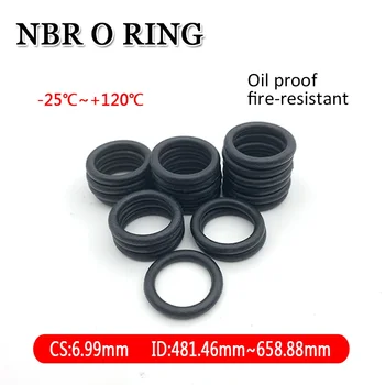 2gab Black NBR O Ring CS 6.99 mm ID 481.46~658.88 mm Automobiļu Nitrila Gumijas Apaļas Formas Mazgāšanas Koroziju Pretoties Blīvēšanas Starplikām
