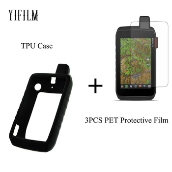 Silikona Aizsardzības Case+Screen Protector Filmu Par Garmin Montana 700 Pārgājienu Rokas GPS LCD Skaidrs, PET Plēves Izturīgs Vāciņš Melns