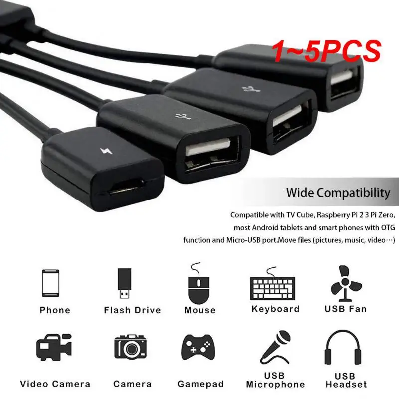 1~5GAB Micro USB OTG Hub Strāvas Adaptera Kabelis USB 2.0 Male USB Micro Sieviešu Adapteri USB centrs . ' - ' . 0