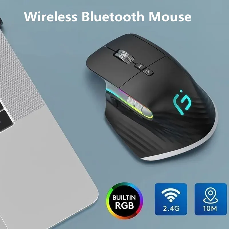 2.4 G Bluetooth Bezvadu Pele, 4000DPI Uzlādējams Klusums Spēļu Ergonomisks Peles Mause PC Klēpjdatora Taustiņu 9 RGB Pelēm . ' - ' . 0