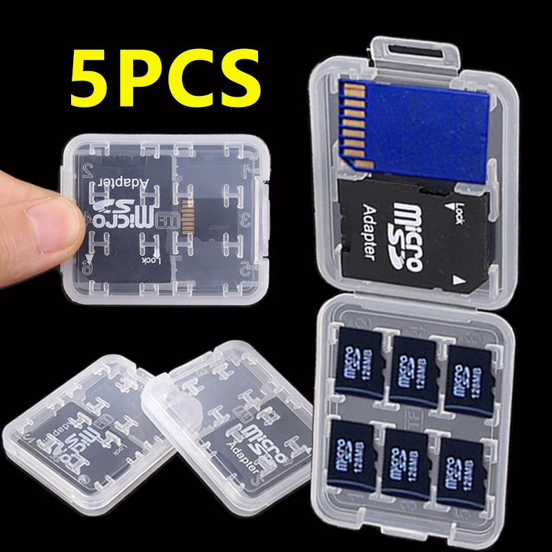 5gab 8 1 Aizsargs Turētājs Plastmasas, Caurspīdīga mini SD SDHC TF MS Atmiņas Kartes Uzglabāšanas Gadījumā Izturīgs Kartes Protecter Lodziņā Soma . ' - ' . 0