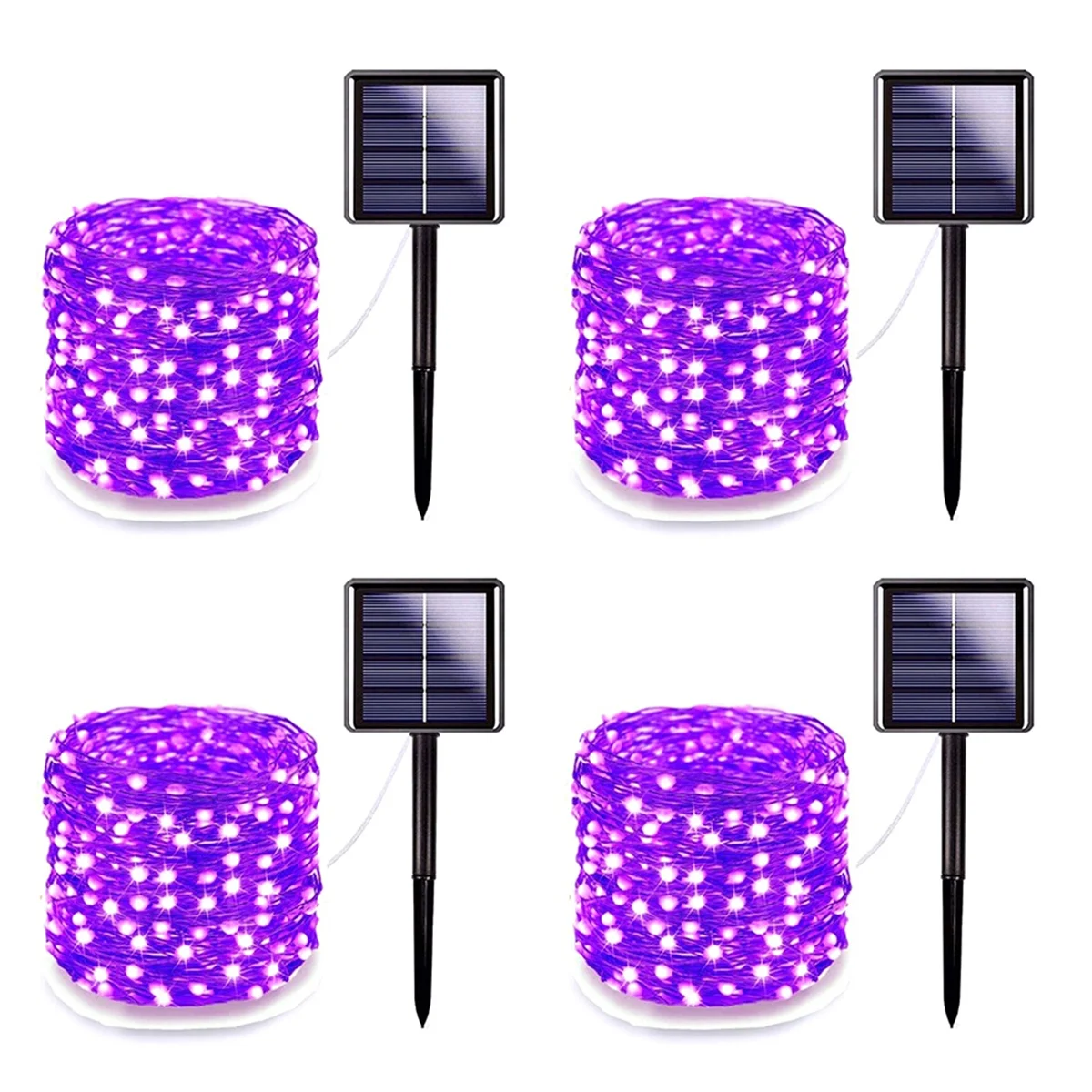 Saules Halloween Āra Apgaismojums 4 Pack Katru 32.8 Ft 100 LED Saules Pasaku Lightsfor Halloween Puse DIY Apdare(Purple) . ' - ' . 0