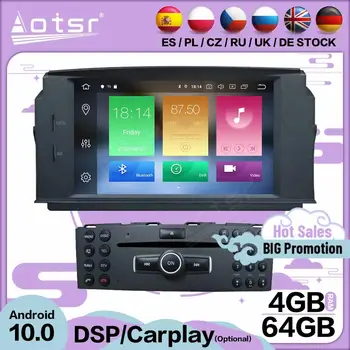 64GB Carplay Multivides Stereo Android 10 Player MERCEDES BENZ C Klases C180 C200 C230 GPS BT Audio Radio Uztvērējs Galvas Vienības