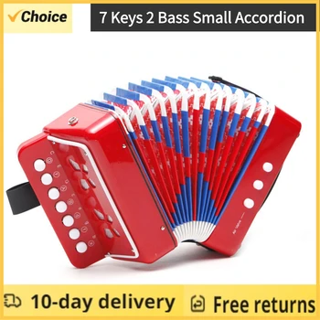 KKMOON Bērniem Akordeons Mini Rotaļu Mūzikas Instrumentus, 7 Atslēgas Pogu Rozā Rožu Sarkana Bērnu Bērniem, Mazbērniem Iesācējiem