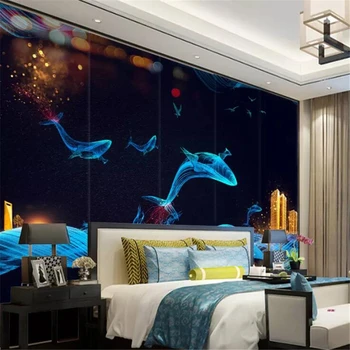 Beibehang custom tapetes, 3d papel de parede jaunais ķīnas zilais valis TV sienas apdares glezna viesistabā, 3D tapetes sienas