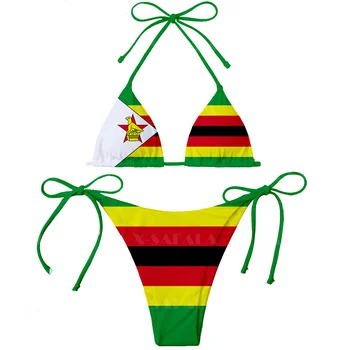 Āfrikas Valstī Kenijā, Maroku, Zambijas, Zimbabves Karogu, 3D Druka Sieviešu Mikro Bikini Komplekts Vasaras Beachwear Sexy Beach peldkostīmu