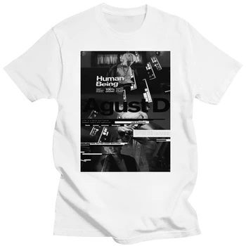 Iespiests Vīriešu T Kreklu, Kokvilnas tshirts O-veida Kakla Īstermiņa Piedurknēm Agust D melns Sieviešu T-Krekls