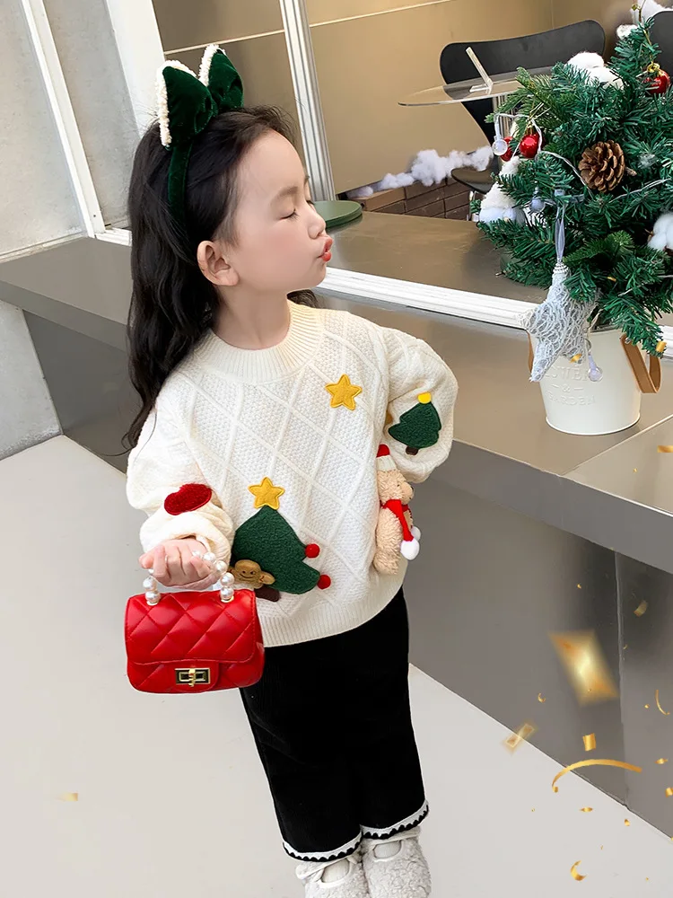 Meiteņu bieza ziemas apģērbu ar Ziemassvētku džemperis 2023 jaunu bērnu meitenēm bērnu Ziemassvētku vēja visas ikdienas drēbes vītne . ' - ' . 1