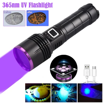 30W 365NM UV Lukturīti, USB Uzlādējams 4-CORE UV Melns Spogulis Gaismas Ultra Violetās linterna Pet Urīna Traipus Kaķis Sūnu Detektors