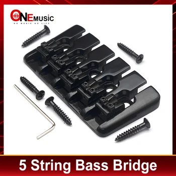 Vintage 5 String Bloķēta Seglu Bass Tilta 95x49.5MM Apakšā Pa Stīgu Attālums 16,5 MM Bass Fiksēto Tiltu Melna/Zelta/Chrome
