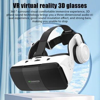VR Brilles Shinecon Virtuālā realitāte G60E 3D VR brilles Google Kartona Austiņas, Ķivere IOS Android SmartphoneWireless Šūpuļzirgs