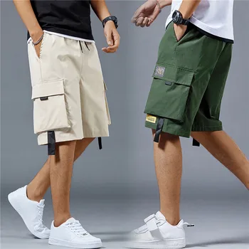 Vīriešu Vasaras Bikses, Modes Multi-Kabatas Bermudas Vīriešu Streetwear Šorti Harajuku Aukliņu