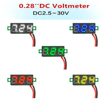 0.28 Collas 2.5 V-30V Mini Digitālais Voltmetrs Sprieguma Testeris Metru Sarkana/Zila/dzeltena/zaļa LED Ekrānu Elektroniskās Daļas, Piederumi