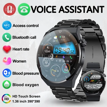 NFC Smart Skatīties Vīrieši AMOLED 390*390 HD Ekrāns Sirds ritma Monitors Skatīties Smart Bluetooth Zvanu IP68 Ūdensnecaurlaidīga Smartwatch Par Huawei