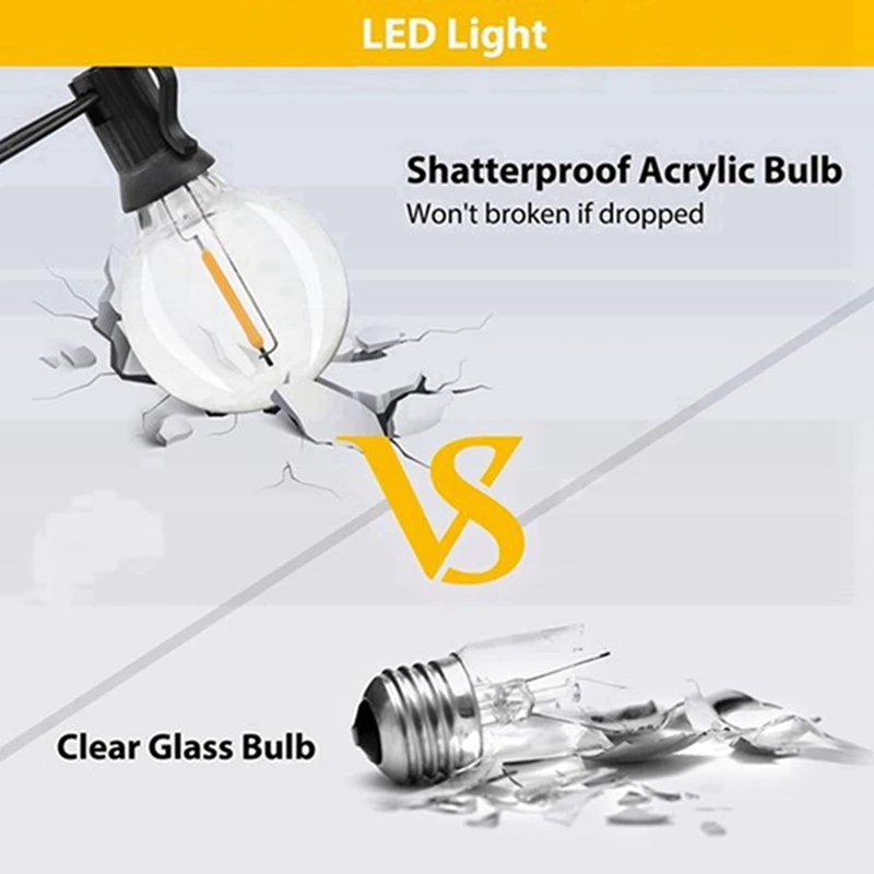 12Pcs G40 LED Nomaiņa Spuldzes, E12 Skrūves Bāzes Shatterproof LED Globe Spuldzes Saules String Silti Balta Gaismas . ' - ' . 2