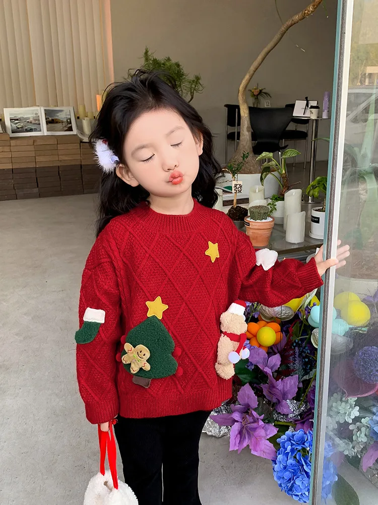Meiteņu bieza ziemas apģērbu ar Ziemassvētku džemperis 2023 jaunu bērnu meitenēm bērnu Ziemassvētku vēja visas ikdienas drēbes vītne . ' - ' . 2