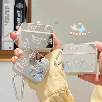 Korejas Gudrs Krāsains Tauriņš Spogulis Gadījumā Airpods 2 3 Pro 2 Austiņas Gadījumā, Ja Maksas Kaste Mīksta Bezvadu Bluetoon Aizmugurējo Vāciņu