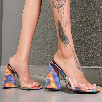 Sieviešu Vasaras Čības Seksīgas augstpapēžu kurpes Sasiet-krāsas, Dizaina Peep Toe Sandales Puse Kleita Gadījuma Kurpes Sieviešu Plus Lieluma 36-43