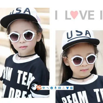 Bērnu Piecstūru Saulesbrilles Modes korejas Versija Dimanta Bērnu Saulesbrilles Zēniem un Meitenēm, Anti-UV Personalizētu Brilles