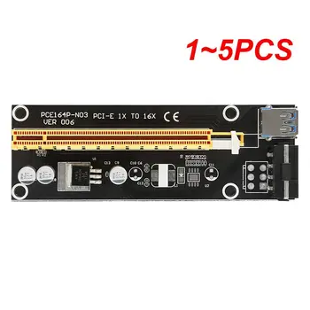 1~5GAB 0,6 M 1M VER006S PCI-E 1X, lai 16X Stāvvadu Karte PCIe Extender SATA lai 4Pin Jauda, USB 3.0 Kabelis, Video Grafikas Kartes