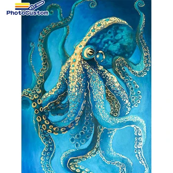 PhotoCustom 5D Dimanta Mākslas Glezniecības Pilnībā Urbt Kvadrātveida Dimanta Izšuvumi Astoņkāji Diy Ainavu Attēlu Mozaīkas Mājas Apdare