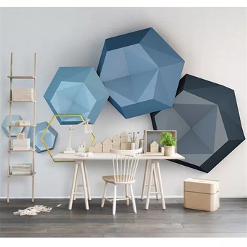 wellyu Custom tapetes, 3D foto murals zilo sešstūri Ziemeļvalstu mūsdienu ģeometriskā TV fona tapešu sienas 3d papel de parede