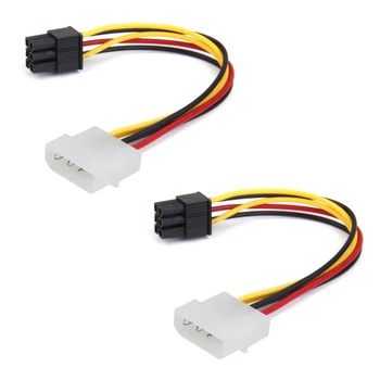 2X 4-Pin Male Līdz 6-Pin Female Ligzda Strāvas Kabelis Pcie PCI Express Adapteri