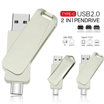 USB 2.0 Flash Drive C Tipa Smart Tālrunis Planšetdators 32GB 64GB, 128GB Pendrives Nekustamā Ietilpības USB Stick Atmiņas Disku