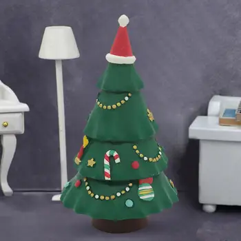 1:12 leļļu Namiņš Ziemsvētki Koks Modelis DIY Tiny Apstādījumi Arhitektūras Rotājumi