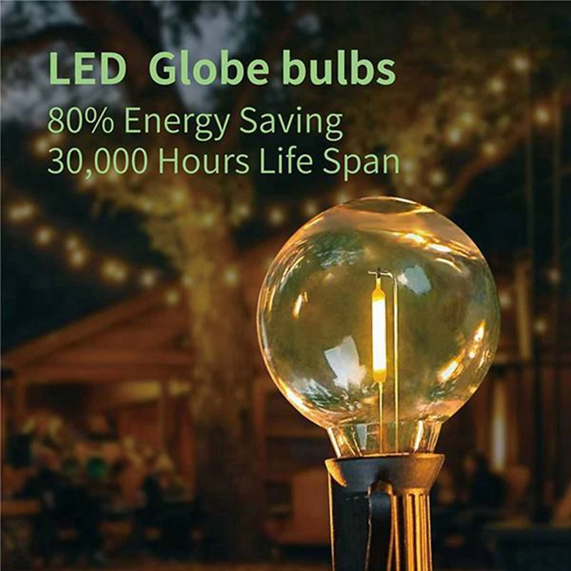 12Pcs G40 LED Nomaiņa Spuldzes, E12 Skrūves Bāzes Shatterproof LED Globe Spuldzes Saules String Silti Balta Gaismas . ' - ' . 3