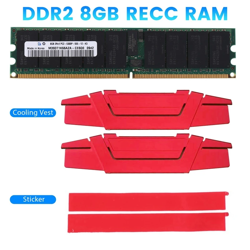 2X DDR2 8GB 667Mhz RECC RAM+Dzesēšanas Veste PC2 5300P 2RX4 REG ECC Server Memory, RAM Darbstacijām . ' - ' . 3