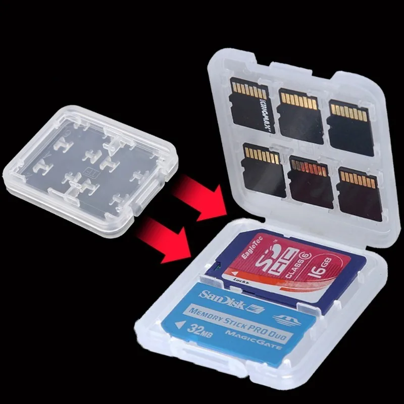 5gab 8 1 Aizsargs Turētājs Plastmasas, Caurspīdīga mini SD SDHC TF MS Atmiņas Kartes Uzglabāšanas Gadījumā Izturīgs Kartes Protecter Lodziņā Soma . ' - ' . 3