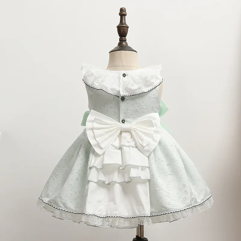 Lolita Baby Meitenes spānijas Princese Kleita Vasarā Bērniem Embrodery Ziedu Piedurknēm Bumbu Kleita Bowknot Bērnu Apģērbu Veikals . ' - ' . 3