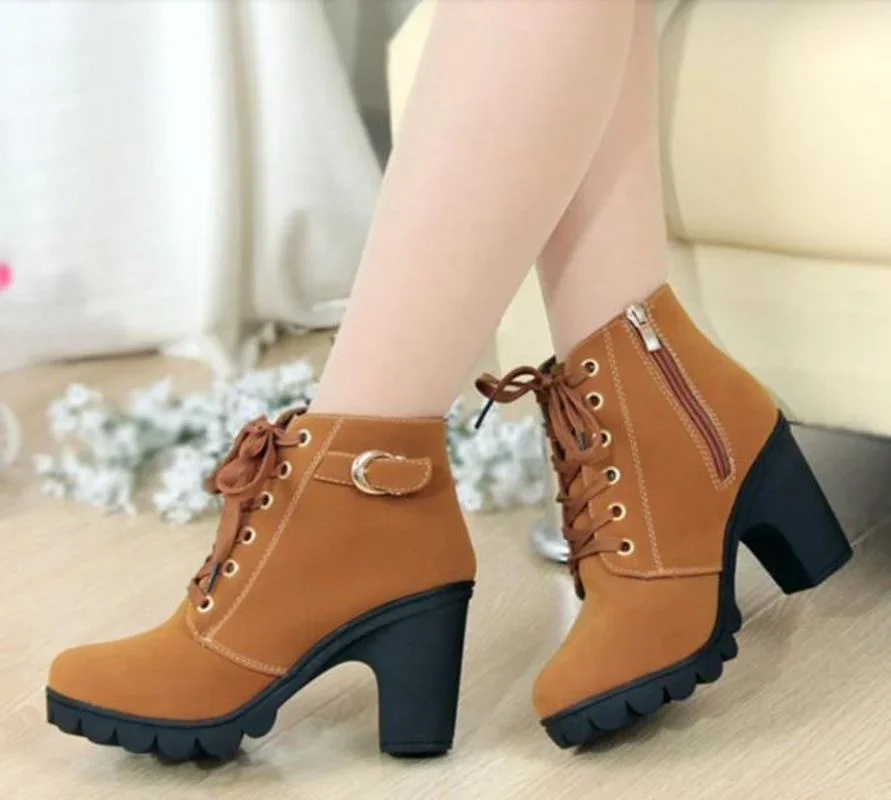 luksusa 2024. gadam Jaunas Sieviešu Kurpes, Mežģīnes Up Potītes Zābaki Zapatos Mujer Modes High Papēži Dāmas Gadījuma Pavasara Sūkņi Platforma, Papēža 42 . ' - ' . 3