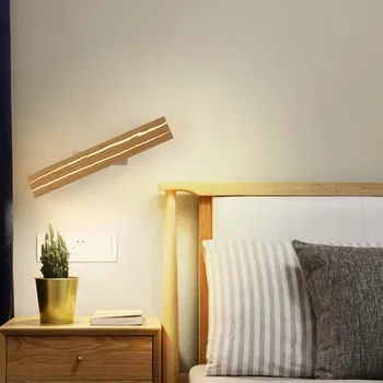 Radošā Ilgi Sloksnes Sienas Gaismas Grozāms Koka Sconce Sienas Lampas Dzīvojamā Istaba Guļamistaba Gultas interjera LED Apgaismojums