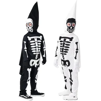 Halloween Karnevāla Tēma Puse Cosplay Kostīmi Bērniem Galvaskausa Skelets Biedējošu Zombiju Jumpsuit Bērniem Zēni Meitenes Gars Bodysuit