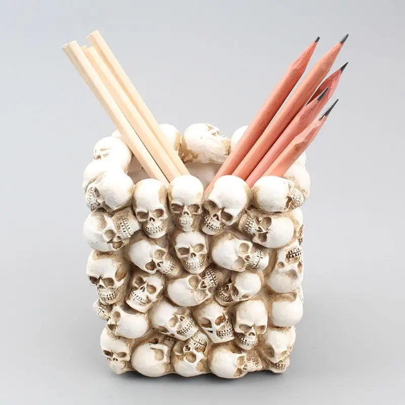 Dropship Galvaskausa Ornamentu, Skelets Kancelejas Preces Pildspalvas Turētājs Home Office Desktop Zīmuli Uzglabāšanas Halloween Dekoru . ' - ' . 4