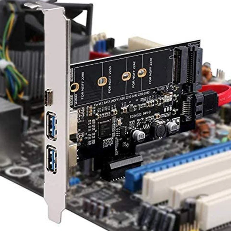 PCI-E USB 3.0 PCI Express Kartes T.sk.1 USB C un 2 USB Ostu, M. 2 NVME uz PCIe 3.0 Adapteris Karte ar Balsteni . ' - ' . 5
