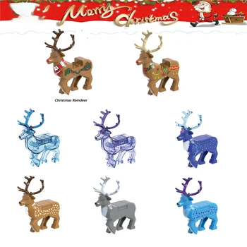 KM Ziemassvētku Ziemeļbriežu Celtniecības Bloki Savietojami Skaitļi Ziemassvētku Vecīša Briežiem, Aļņiem Daļas, Ķieģeļu Daļiņu DIY Rotaļlietas Bērniem Ziemassvētku Dāvanu