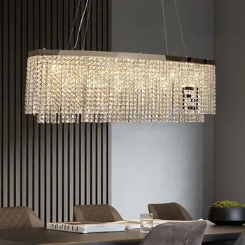 JAUNU, Modernu Crystal LED Lustras Apgaismojums Luksusa Taisnstūra K9 Karājas F Kulons Lampas Personības Ēdamistabas Dizainers Apturēšana