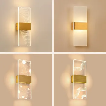 Ziemeļvalstu LED akrila sienas lampas Vienkārši guļamistabas gultas lampas Dzīvojamā istabā gaismu Viesnīcas istabu, Koridora projektēšana sienas brā