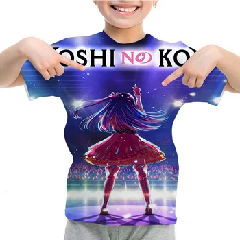 Anime Oshi Nav Ko Drukāt uz T-krekls Meitenēm Cute Karikatūra O-veida kakla T Krekls Bērniem Īsām Piedurknēm Topi Vasaras Bērnu Apģērbu Gadījuma Tees