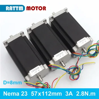 RATTM NEMA23 Stepper Motor 57x112mm 3A 2.8 Nm Dual Vārpstas Soļu Motors 4 Svina 3D Printeri CNC Gravēšanas Frēzēšanas Mašīna